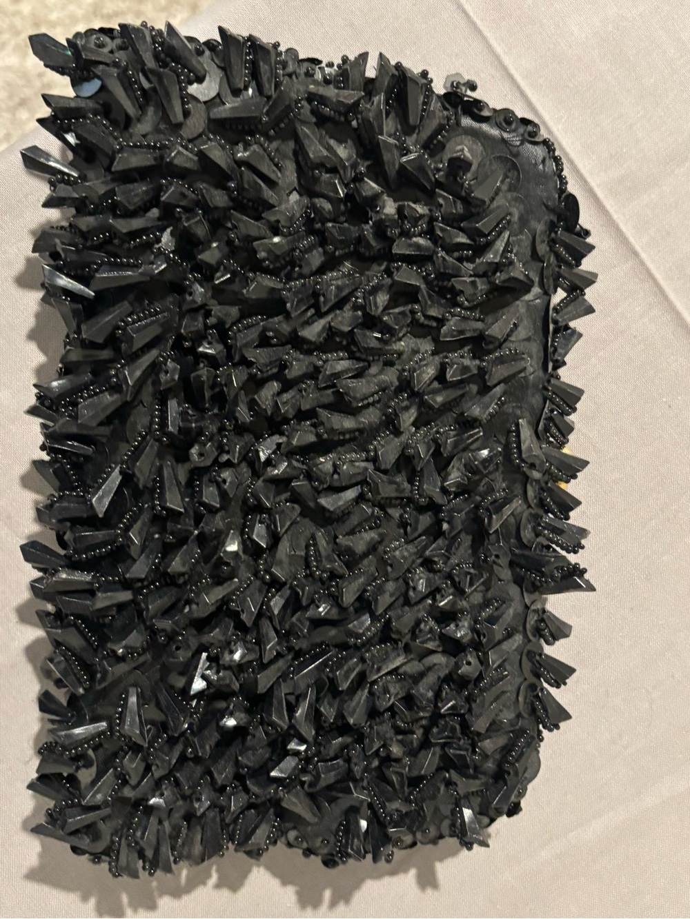 Vintage Richere Black Beaded Crystal-Embellished Clutch